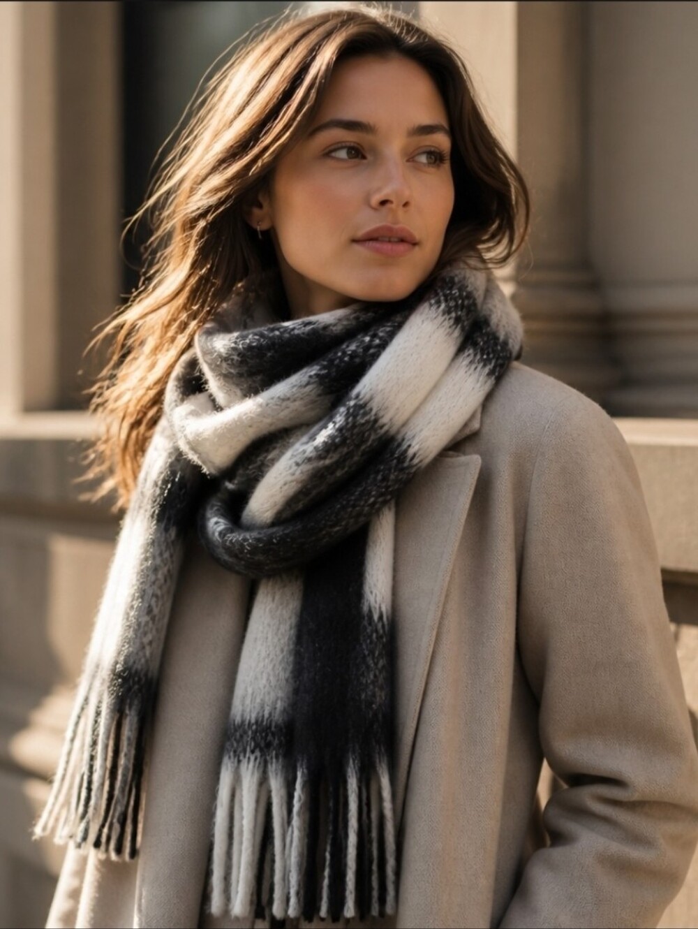 Aeropostale Black and Gray Infinity Scarf with Abstract Pattern